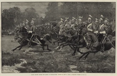 Grande parata davanti alla Regina nel Windsor Park, carica dei 5° e 7° Dragoon Guards